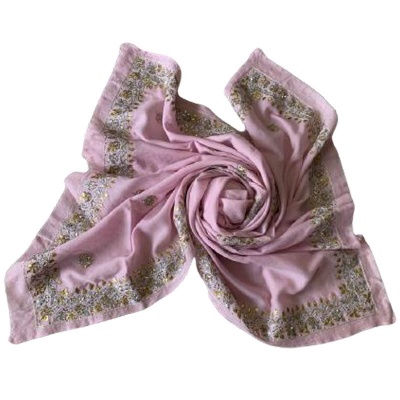PINK COLOUR PASHMINA SHAWL WITH PEARL WORK [LADIES]